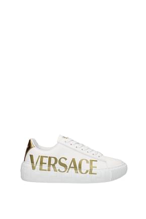 Versace Sneakers greca Damen Leder Weiß Gold