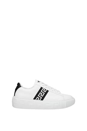 Versace Sneakers greca Mujer Piel Blanco Negro