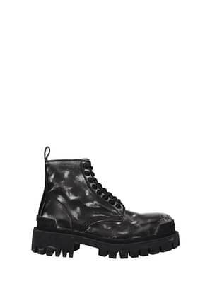 Balenciaga Ankle Boot strike Men Leather Black
