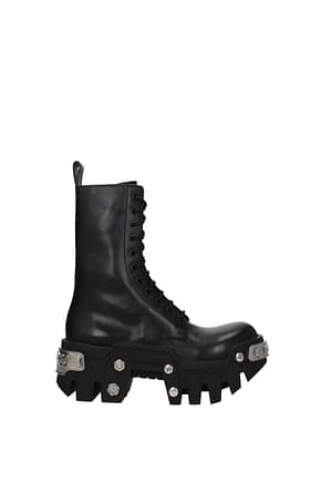 Balenciaga Ankle boots bulldozer Women Leather Black