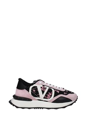 Valentino Garavani Sneakers Women Suede Pink Black