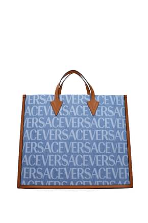 Versace Handbags Men Fabric  Blue Leather