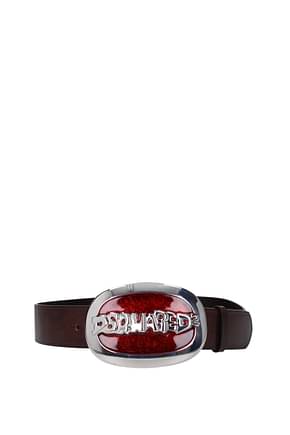 Dsquared2 Regular belts Women Leather Brown Red