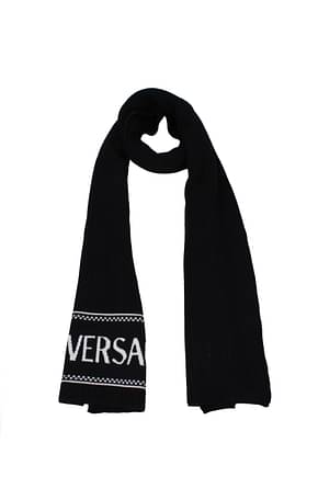 Versace Scarves Men Virgin Wool Black White