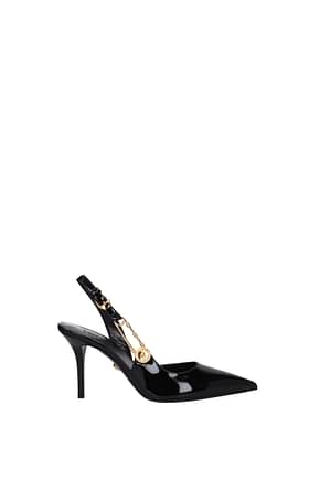 Versace Sandals Women Patent Leather Black