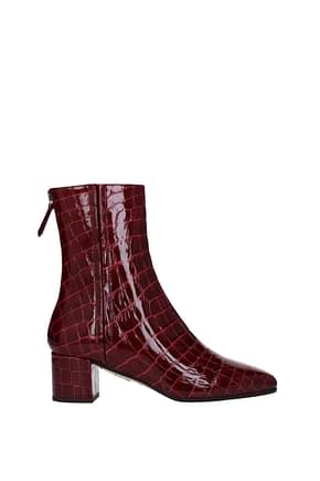 Aquazzura Ankle boots groove Women Leather Red Aubergine