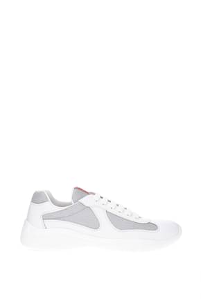 Prada Sneakers Men Leather White Silver