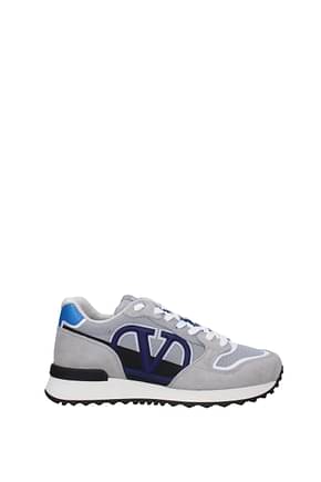 Valentino Garavani Sneakers Men Fabric  Gray Blue