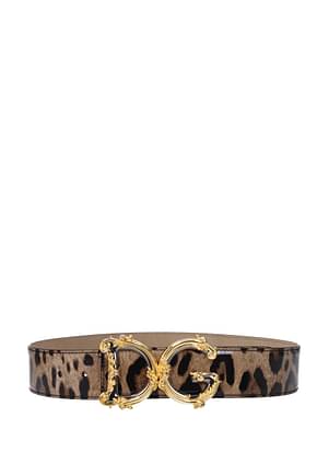 Dolce&Gabbana Reguläre Gürtel Damen Leder Braun Leopard