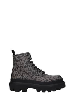 Dolce&Gabbana Ankle Boot Men Fabric  Brown Black