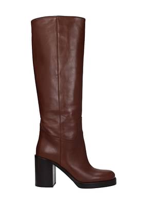 Prada Boots Women Leather Brown Cognac