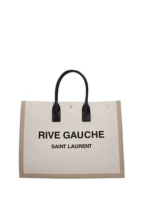 Saint Laurent حقائب اليد رجال قماش رمادي اللون البيج