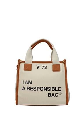 V°73 हैंडबैग responsibility bis महिलाओं कपड़ा बेज चमड़ा