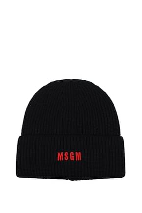 MSGM Hats Men Acrylic Fibre Black Red