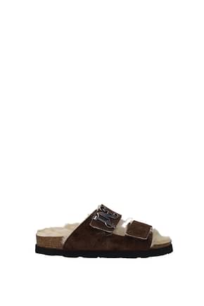 Palm Angels Slippers and clogs Women Suede Brown