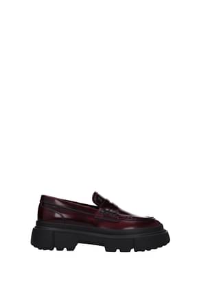 Hogan Loafers Women Leather Red Amaranth