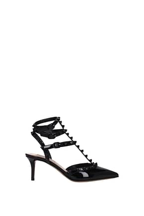 Valentino Garavani Sandals rockstud Women Patent Leather Black
