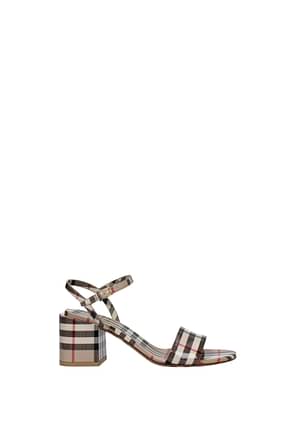 Burberry Sandals Women Patent Leather Beige