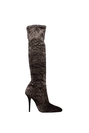 Saint Laurent Boots talia Women Velvet Gray Turtledove