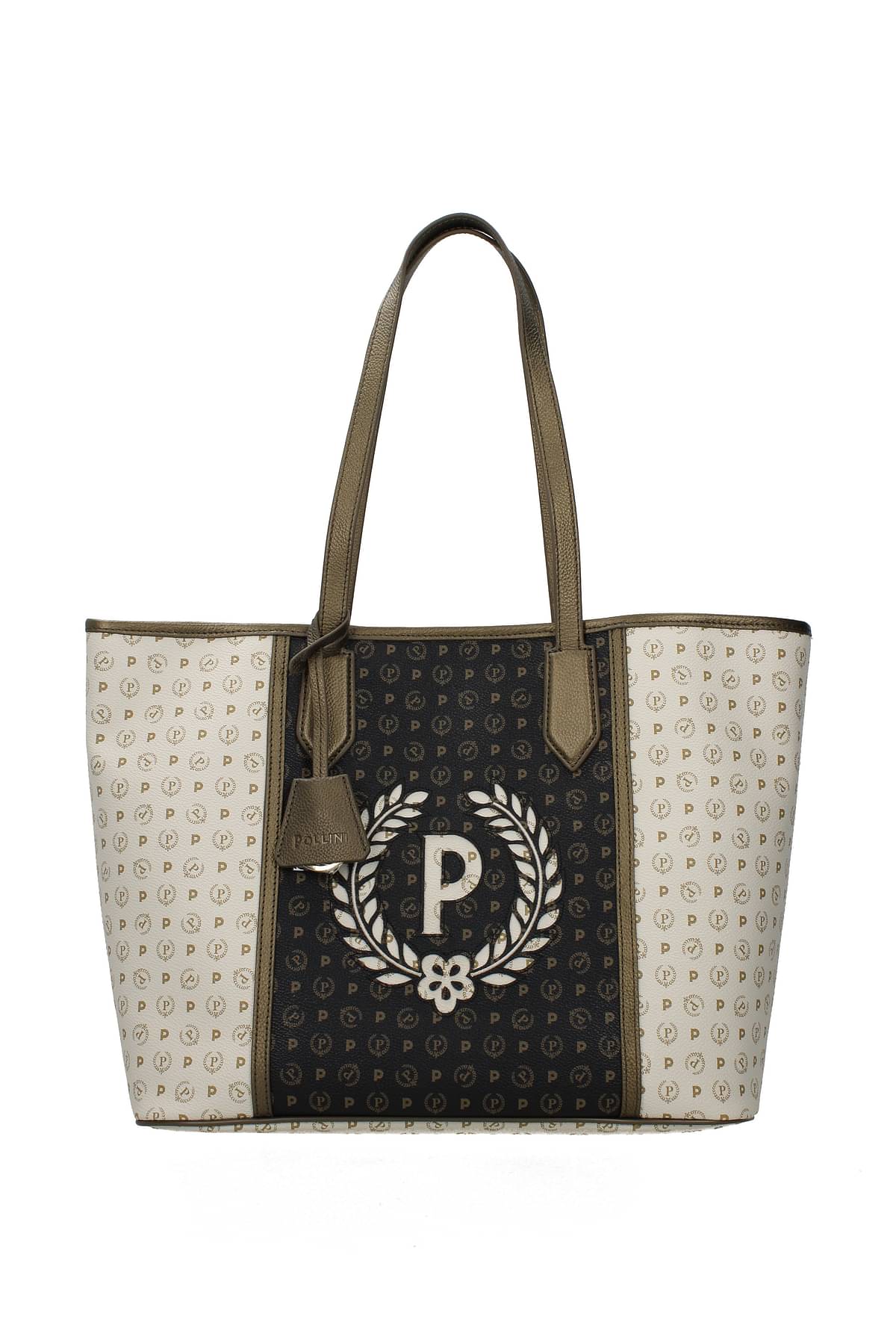 Pollini Leather Monogram Logo Tote Small Bag Handbag