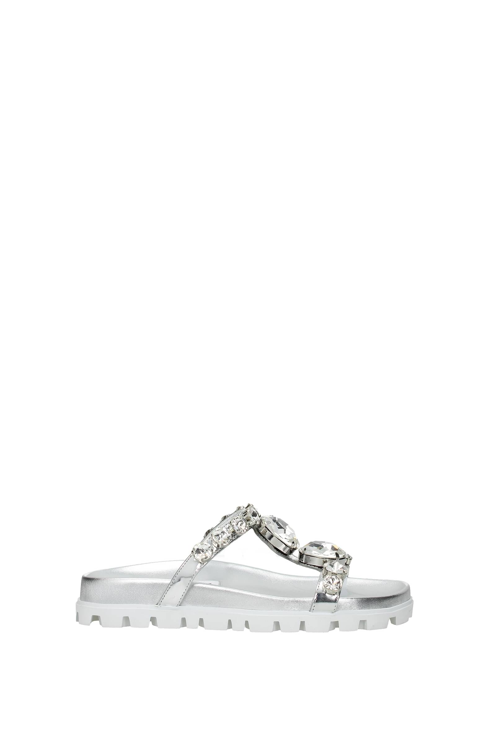 MIU MIU | Silver Women's Sandals | YOOX