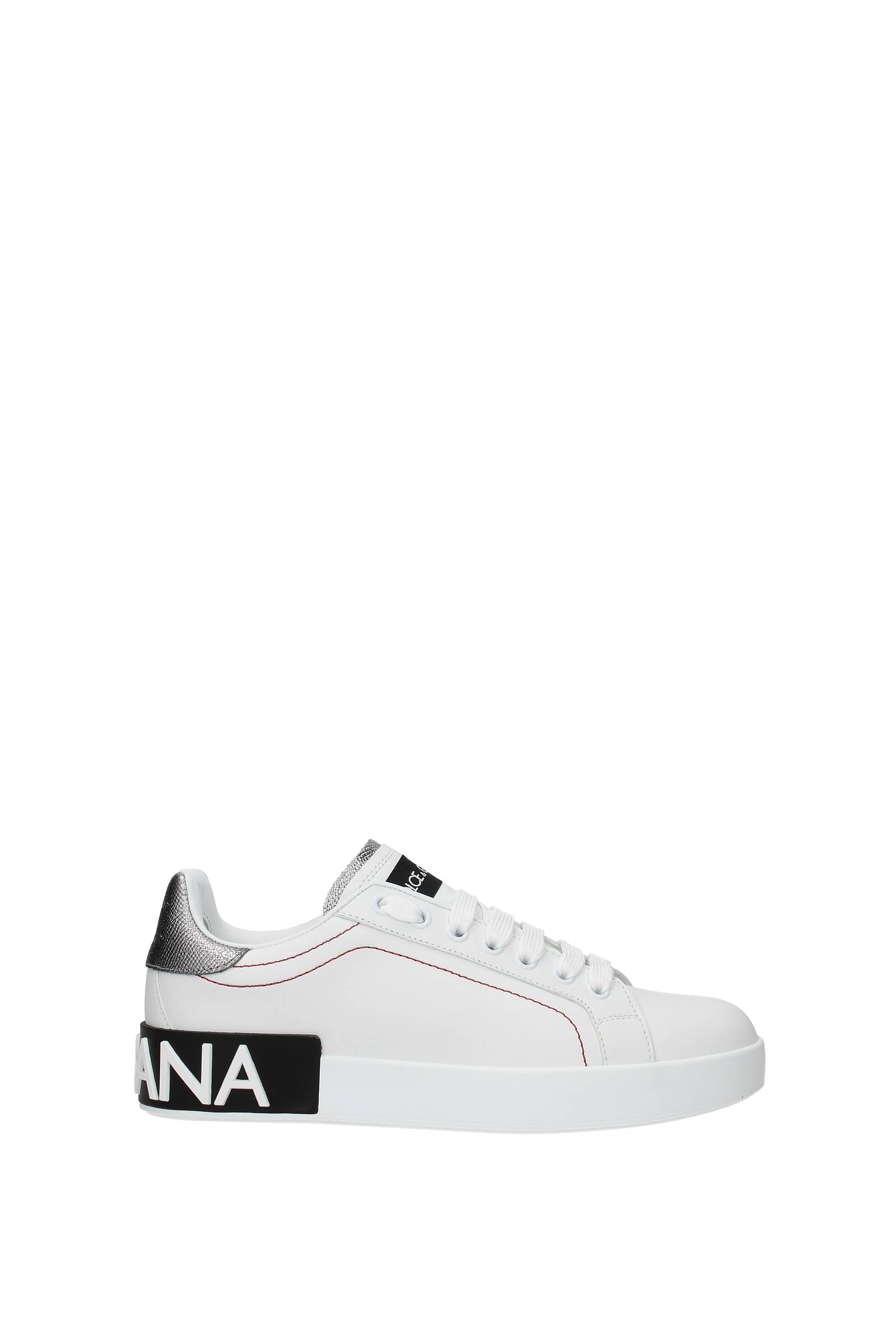 Dolce Gabbana Sneakers Women Leather White Silver