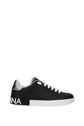 Dolce&Gabbana Sneakers Hombre Piel Negro Plata