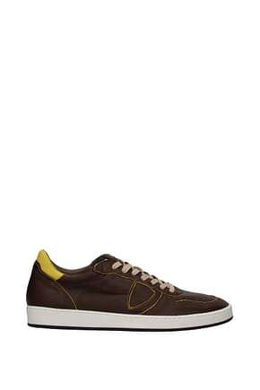 Philippe Model Sneakers lakers Homme Cuir Marron Moutarde