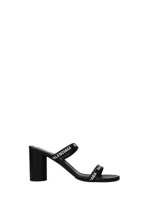 Balenciaga Sandals Women Leather Black White