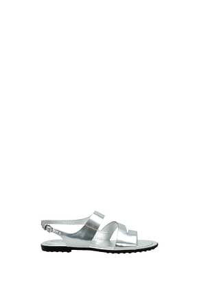 Tod's Sandals Women Leather Silver