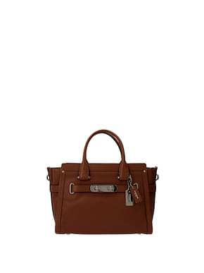 Coach Handbags SWAGGER Women Leather Brown