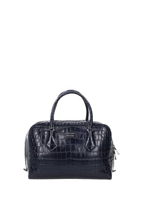 Prada Handbags Women Leather Crocodile Blue