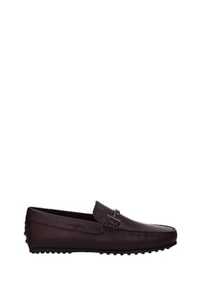 Tod's Loafers Men Leather Red Bordeaux