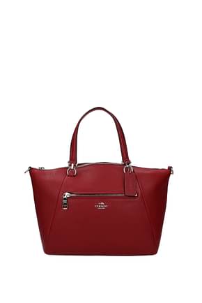 Coach Handbags Women Leather Red Dark Red