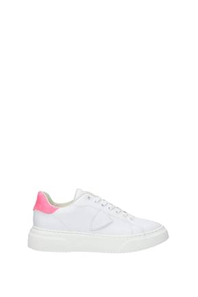 Philippe Model Sneakers temple Donna Pelle Bianco Fuxia
