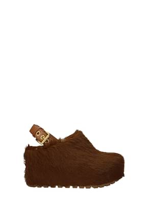 Car Shoe Slippers and clogs Women Pony Skin Brown