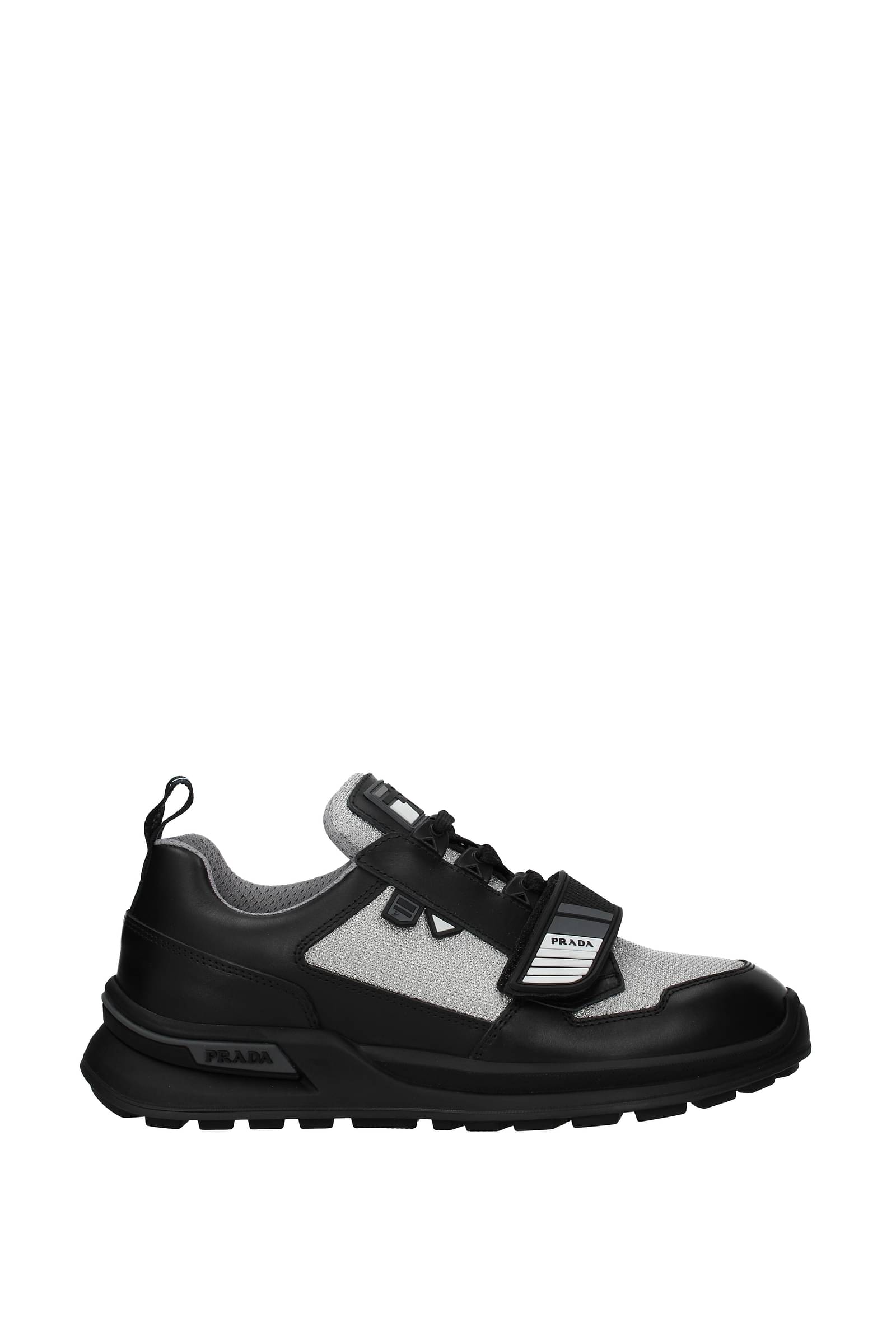 black and silver prada sneakers
