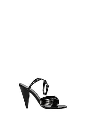 Celine Sandals Women Patent Leather Black