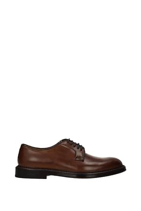 Doucal's Lace up and Monkstrap crimp Men Leather Brown Dark Brown
