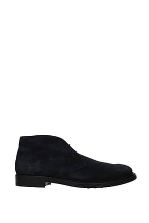 Tod's Ankle Boot Men Suede Blue Midnight Blue