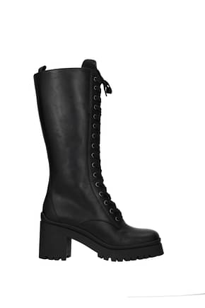 Miu Miu Boots Women Leather Black