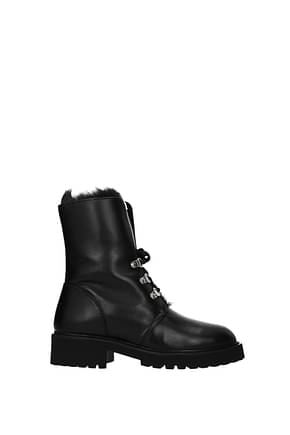 Giuseppe Zanotti टखने तक ढके जूते combat महिलाओं चमड़ा काली