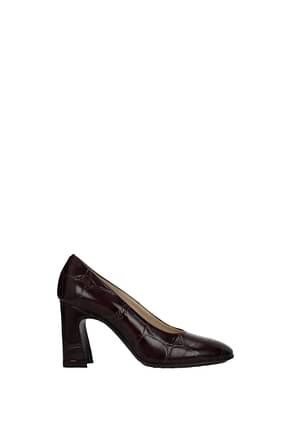 Tod's Pumps Women Leather Red Wine
