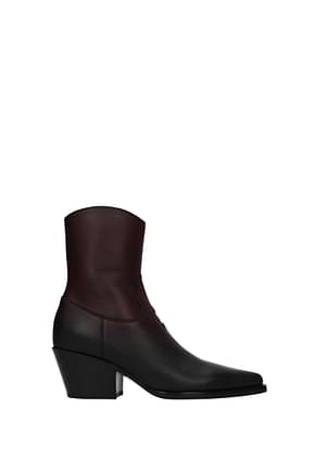 Christian Dior Ankle boots Women Leather Black Wine