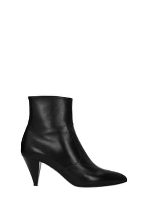 Celine Ankle boots triangle Women Leather Black