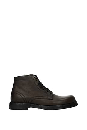 Dolce&Gabbana Ankle Boot Men Leather Gray Turtledove