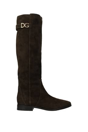 Dolce&Gabbana Boots Women Suede Brown Ebony