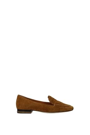 Tory Burch Loafers Women Suede Brown Amber