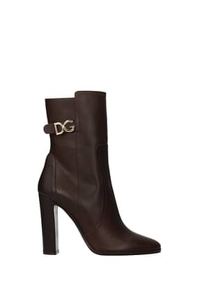 Dolce&Gabbana टखने तक ढके जूते महिलाओं चमड़ा भूरा गहरा भूरा