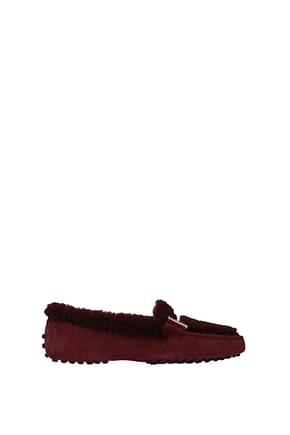 Tod's Loafers Women Suede Red Mash